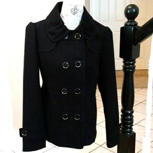 Hydraulic Black Pea Coat, Size Medium